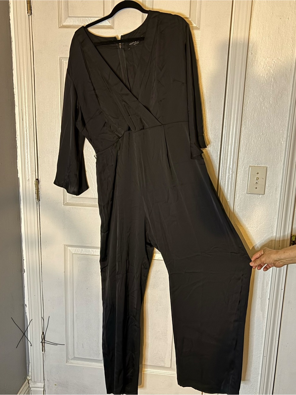 Women's Black Wrap-Front Jumpsuit